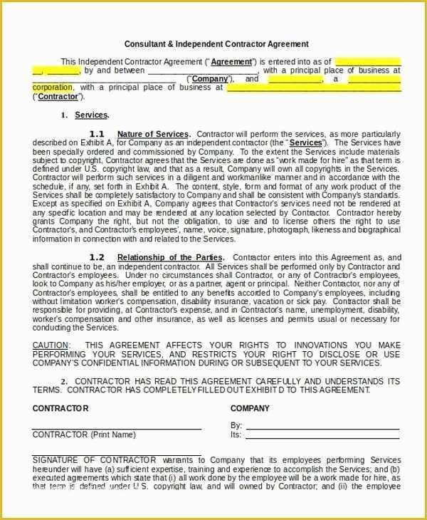 Free Coaching Agreement Template Of Contractor Agreement Template format Coaching Agreement