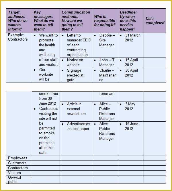 Free Communication Plan Template Of 11 Samples Of Munication Plan Templates