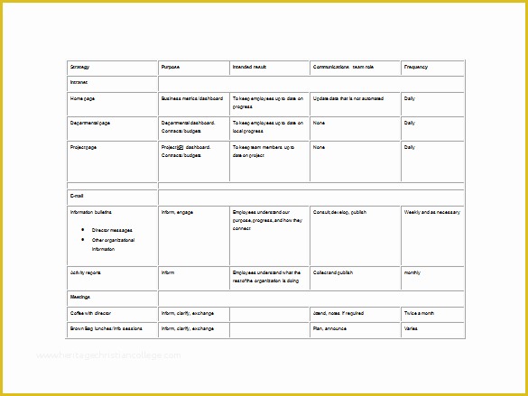 Free Communication Plan Template Of Munication Plan Template 9 Word Pdf Documents