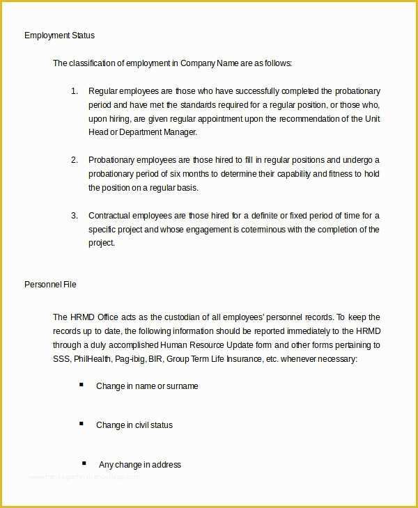 Free Company Handbook Template Of Employee Handbook Template 12 Free Sample Example