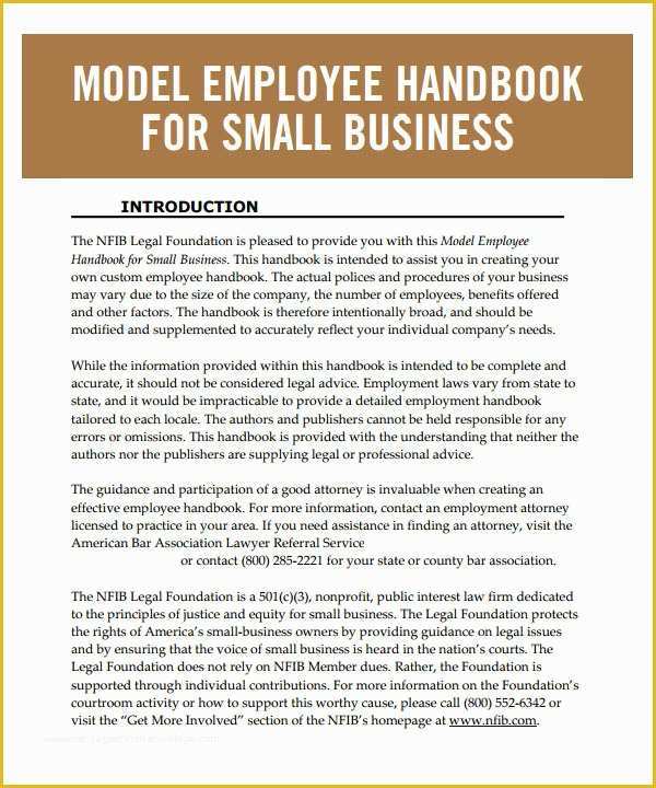 Free Company Handbook Template Of Employee Handbook Template 6 Free Pdf Doc Download