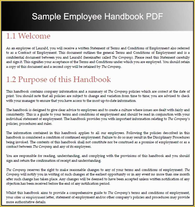 Free Company Handbook Template Of Employee Handbook Template Word Free Template Resume