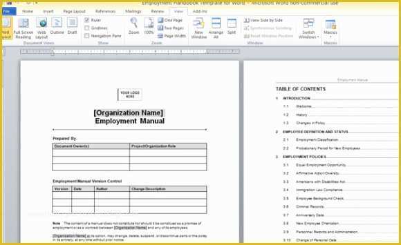 Free Company Handbook Template Of Employment Handbook Template for Word