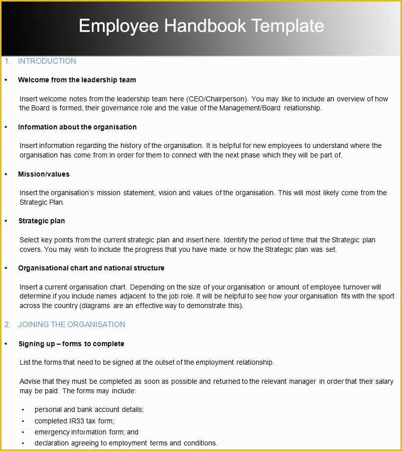 Free Company Handbook Template Of Free Employee Handbook Template for Small Business