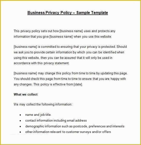 Free Company Policy Template Of 7 Privacy Policy Templates Pdf Doc