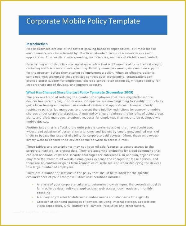 Free Company Policy Template Of Pany Policy Template 14 Free Pdf Documents Download