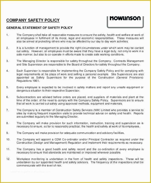 Free Company Policy Template Of Pany Policy Template Free Documents Download Safety
