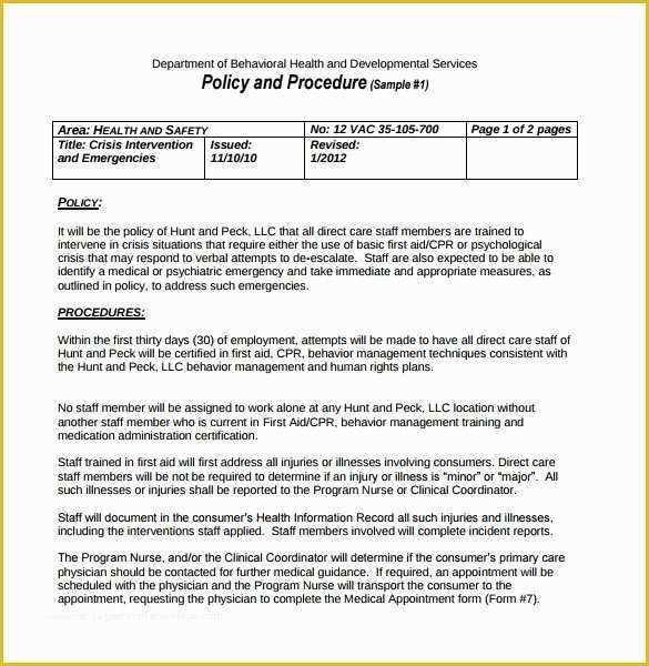 Free Company Policy Template Of Policy and Procedure Template 10 Download Documents In Pdf