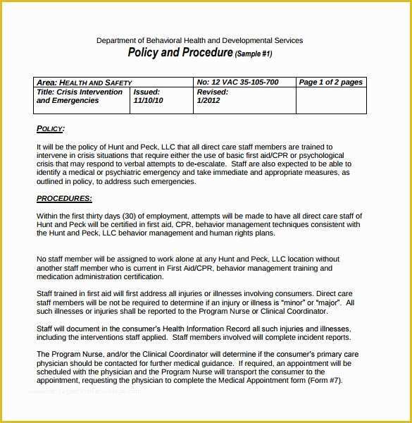 Free Company Policy Template Of Policy Procedure Templates forms