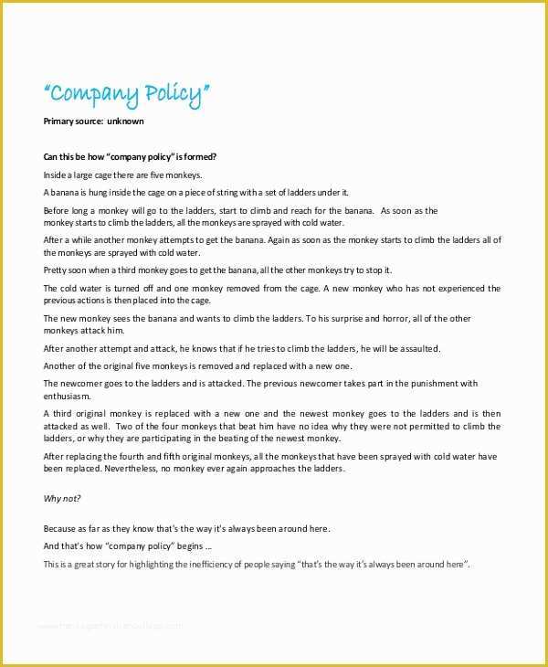 Free Company Policy Template Of Policy Template 10 Free Word Pdf Document Downloads