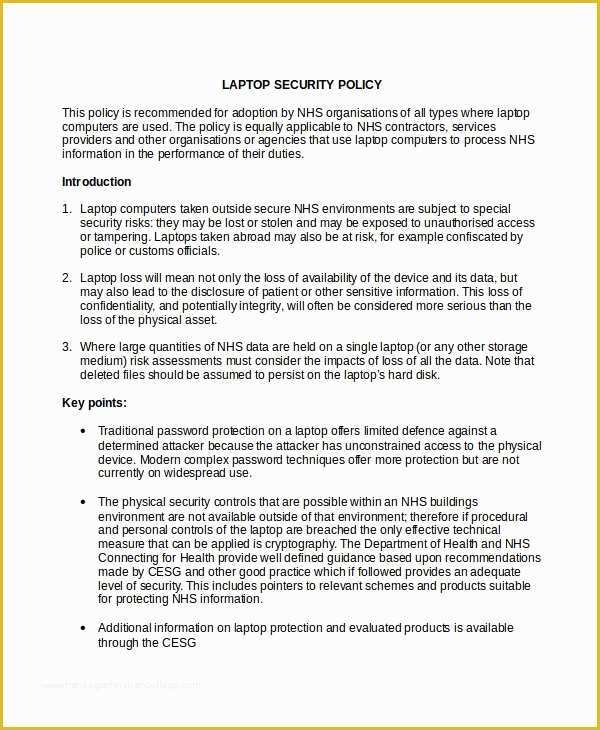 Free Company Policy Template Of Security Policy Template 7 Free Word Pdf Document
