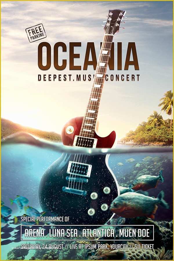 Free Concert Flyer Template Of Oceania Music Concert Flyer Psd Template On Behance