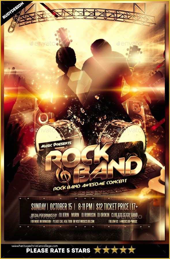 Free Concert Flyer Template Of Rock Band Concert Music Band Flyer Template