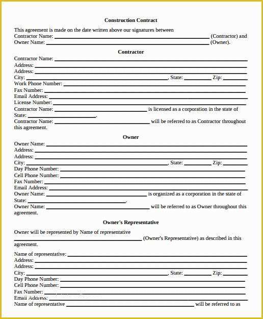 Free Construction Contract Template Of 12 Construction Agreement Template Free Word Pdf formats