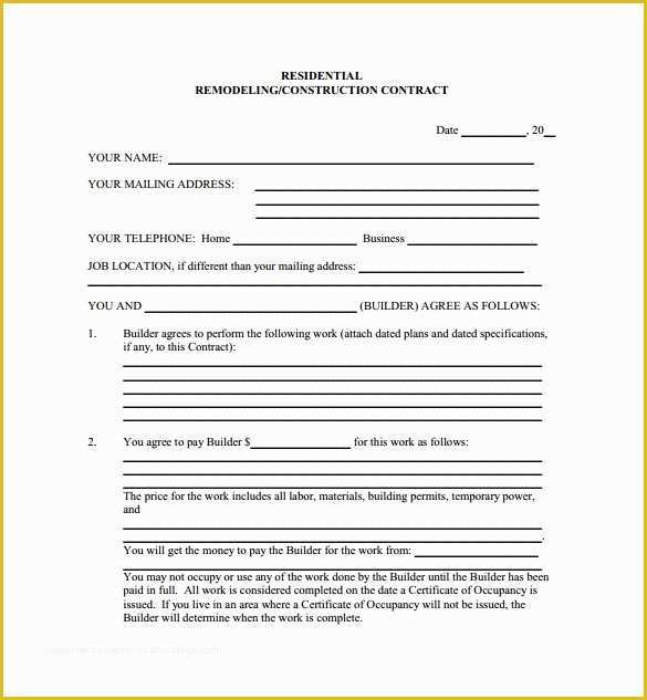 Free Construction Contract Template Of 12 Remodeling Contract Templates Pages Docs Word