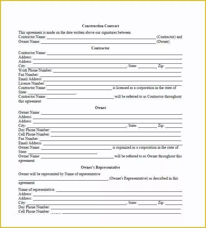 Free Construction Contract Template Of 40 Great Contract Templates Employment Construction