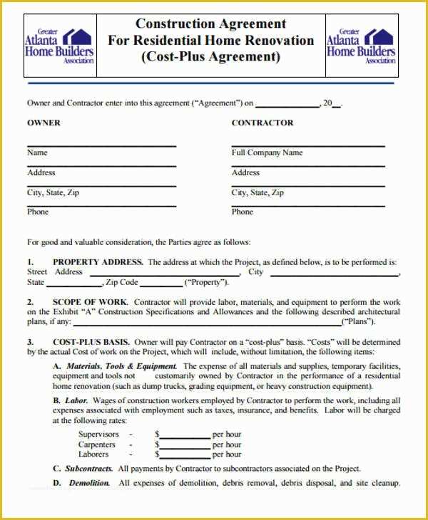 Free Construction Contract Template Of 7 Construction Contract Templates – Word Google Docs