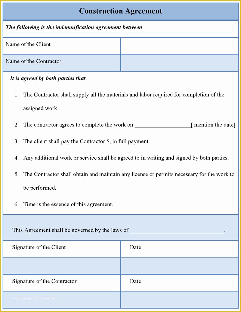 Free Construction Contract Template Of 7 Free Construction Contract Templatereport Template