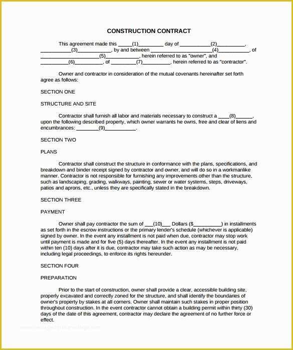 Free Construction Contract Template Of 9 Construction Contract Templates – Pdf Word Pages