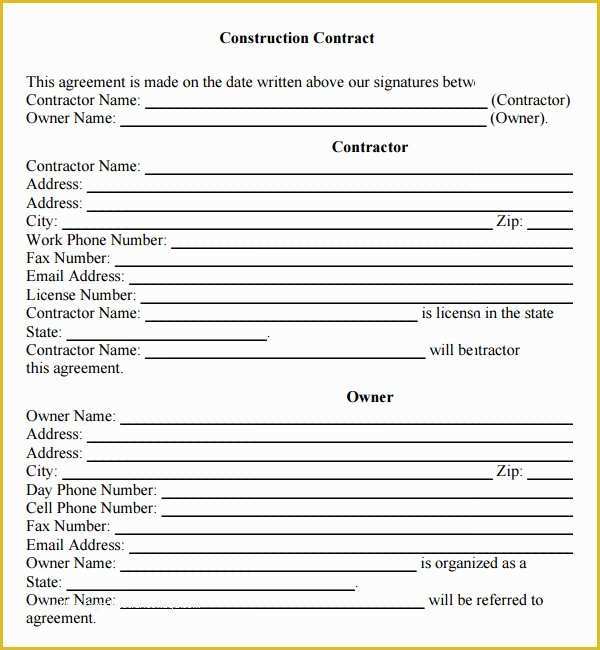 Free Construction Contract Template Of Construction Contract 7 Free Pdf Download