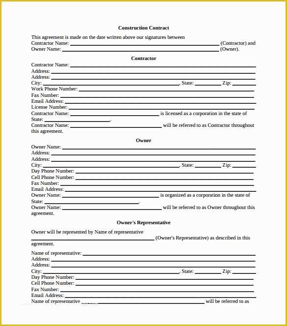 Free Construction Contract Template Of Construction Contract 9 Download Documents In Pdf