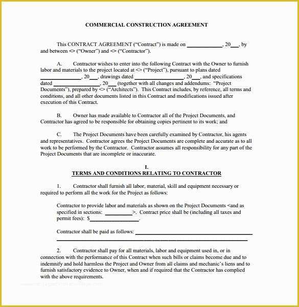 Free Construction Contract Template Of Construction Contract 9 Download Documents In Pdf