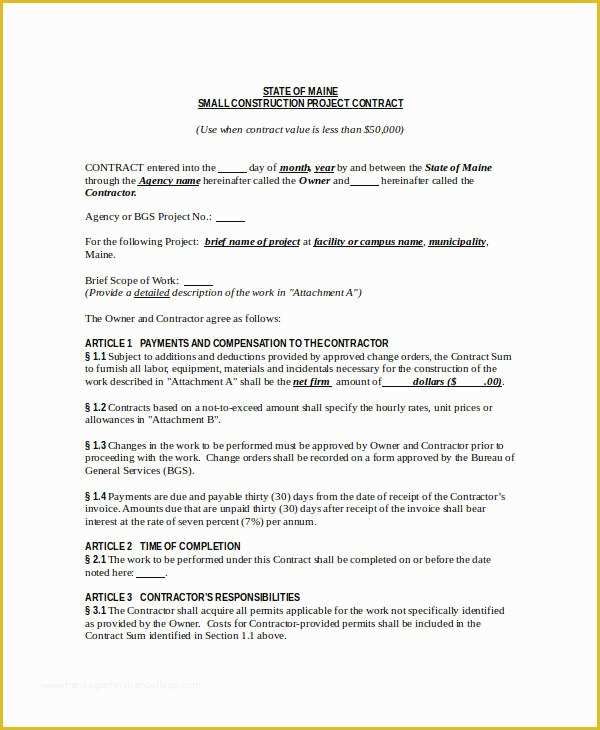 Free Construction Contract Template Of Construction Contract Template 12 Word Pdf Apple