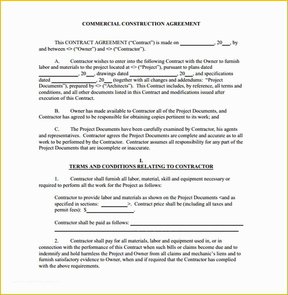 Free Construction Contract Template Of Construction Contract Template