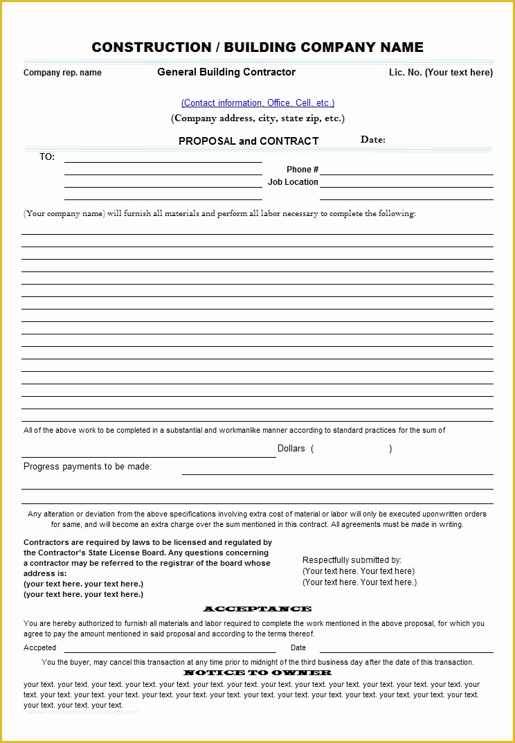 Free Construction Contract Template Of Pinterest