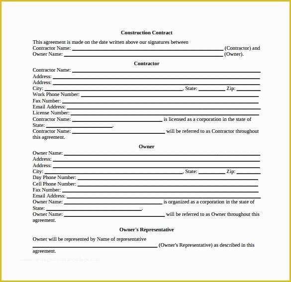 Free Construction Contract Template Of Sample Contract Agreement 7 Free Documents Download In