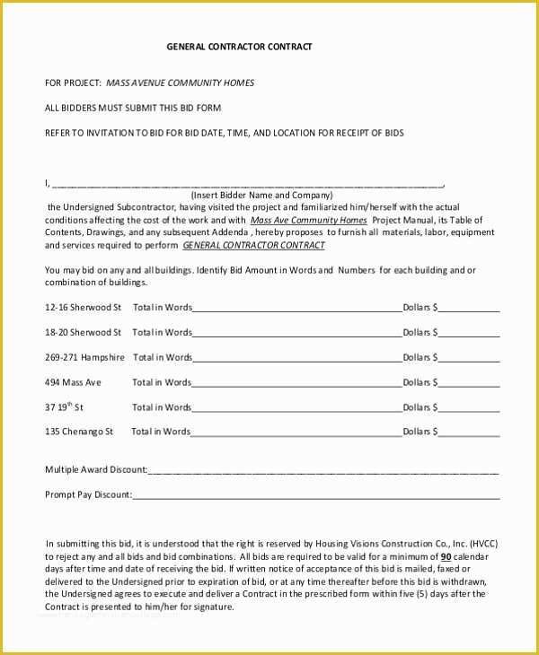 Free Construction Contract Template Of Sample Contractor Contract form 7 Free Documents In Pdf