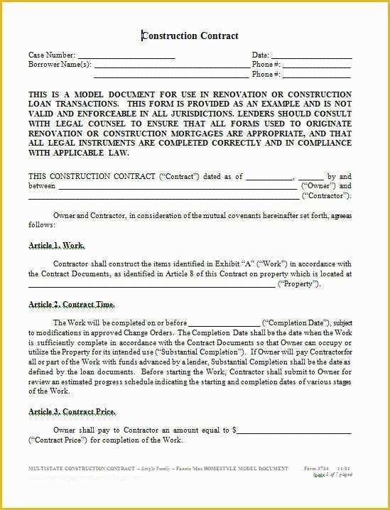 Free Construction Contract Template Word Of 28 Construction Contract