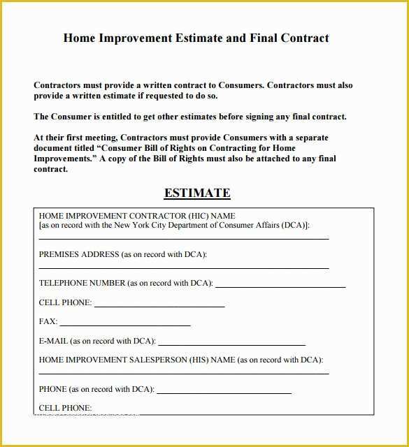 Free Construction Contract Template Word Of 6 Contractor Estimate Templates Pdf Doc