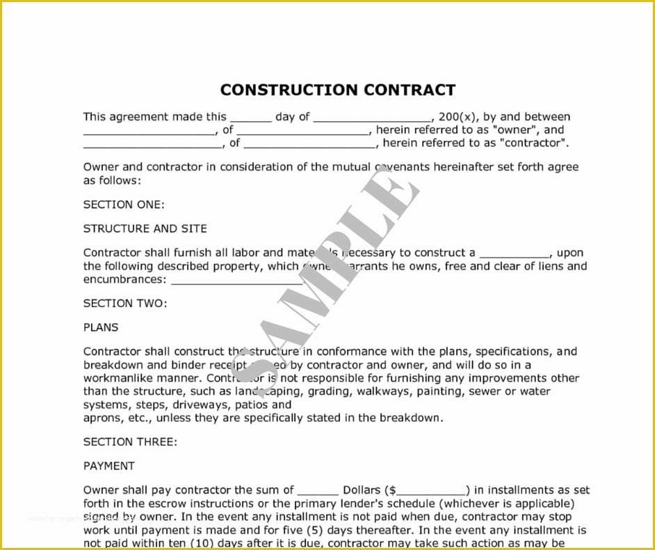 Free Construction Contract Template Word Of 8 Construction Contract Samplereport Template Document