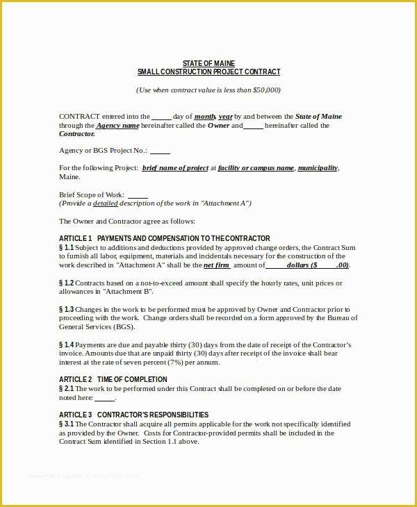 Free Construction Contract Template Word Of Construction Contract Template 12 Word Pdf Apple