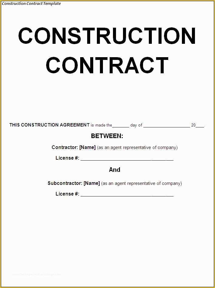 Free Construction Contract Template Word Of Construction Contract Template