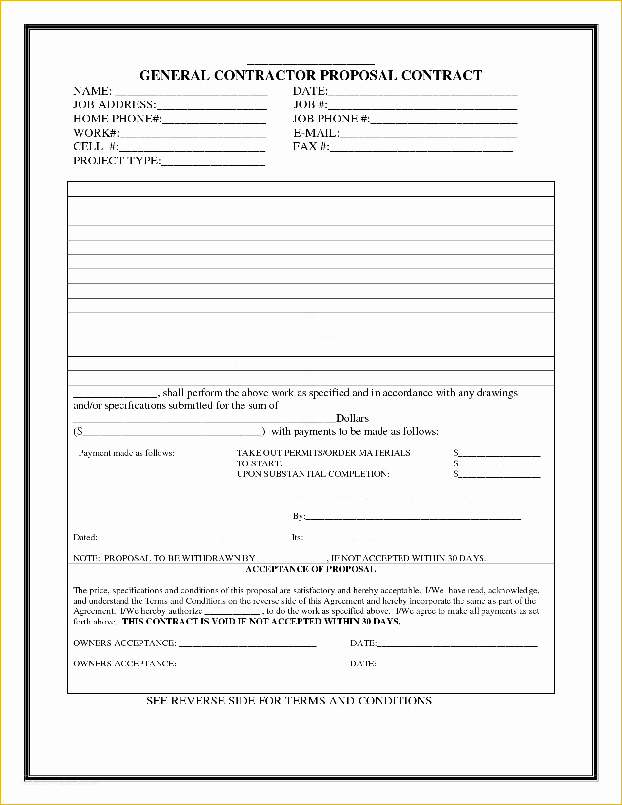 Free Construction Contract Template Word Of Construction Proposal Template