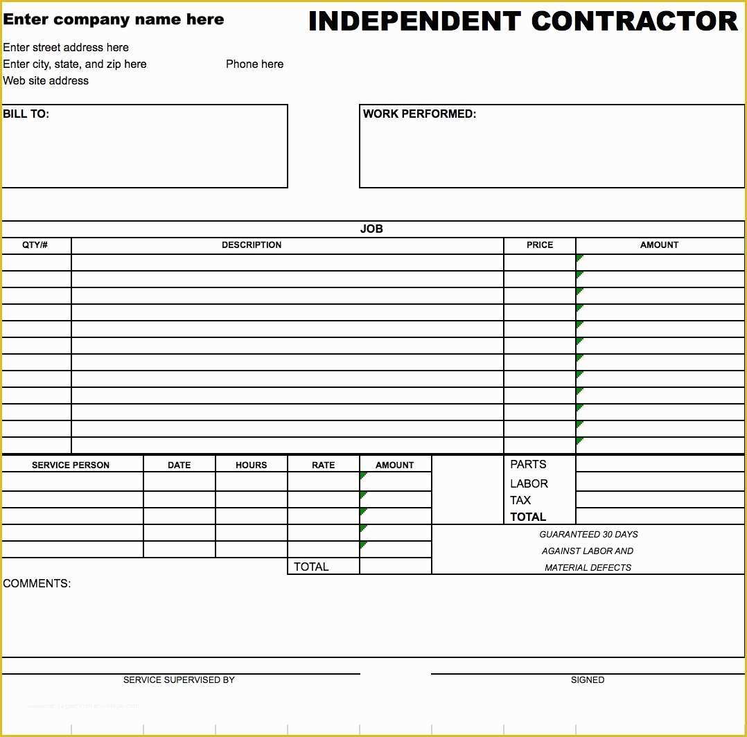 Free Construction Contract Template Word Of Contractor Invoice Template Excel