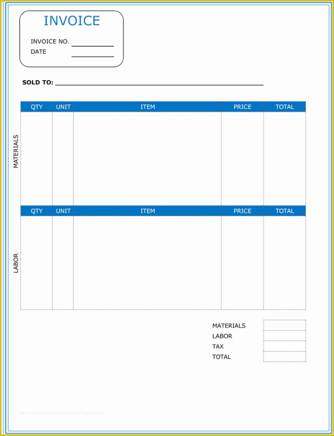 Free Construction Contract Template Word Of Contractor Invoice Template Word