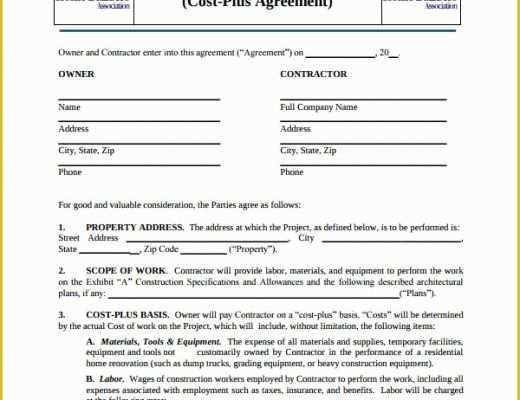 Free Construction Contract Template Word Of Sample Construction Agreement Template 6 Free Documents