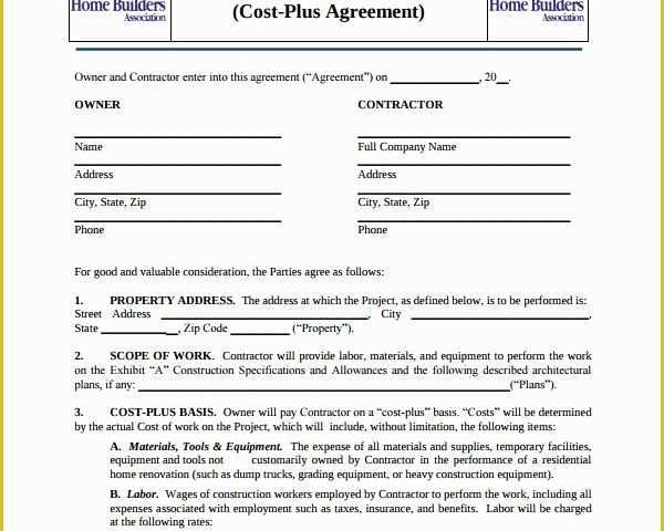 Free Construction Contract Template Word Of Sample Construction Agreement Template 6 Free Documents