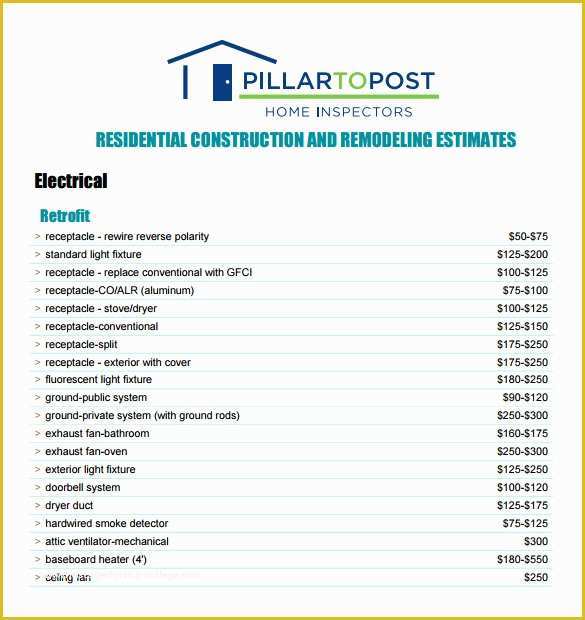 Free Construction Estimate Template Excel Of 6 Contractor Estimate Templates Pdf Doc