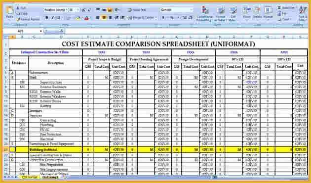 Free Construction Estimate Template Excel Of 9 Building Construction Estimate Spreadsheet Excel