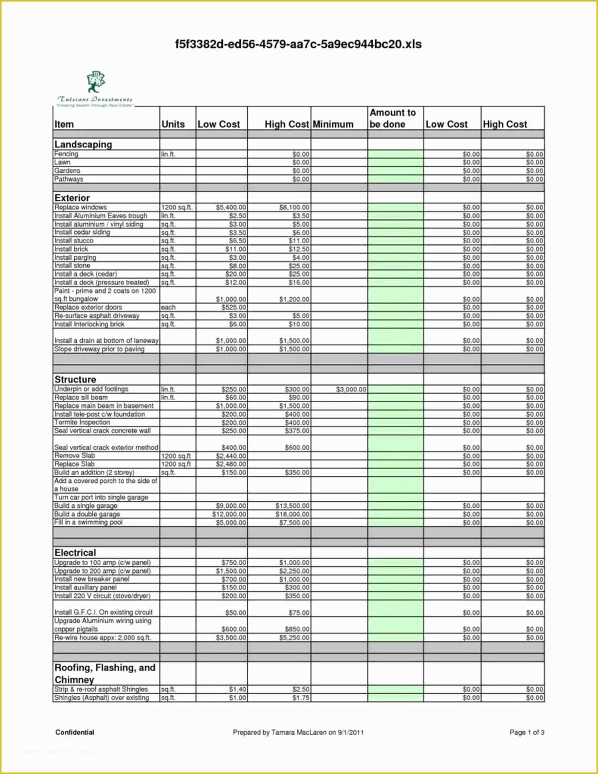 Free Construction Estimate Template Excel Of Construction Cost Estimate Template Excel