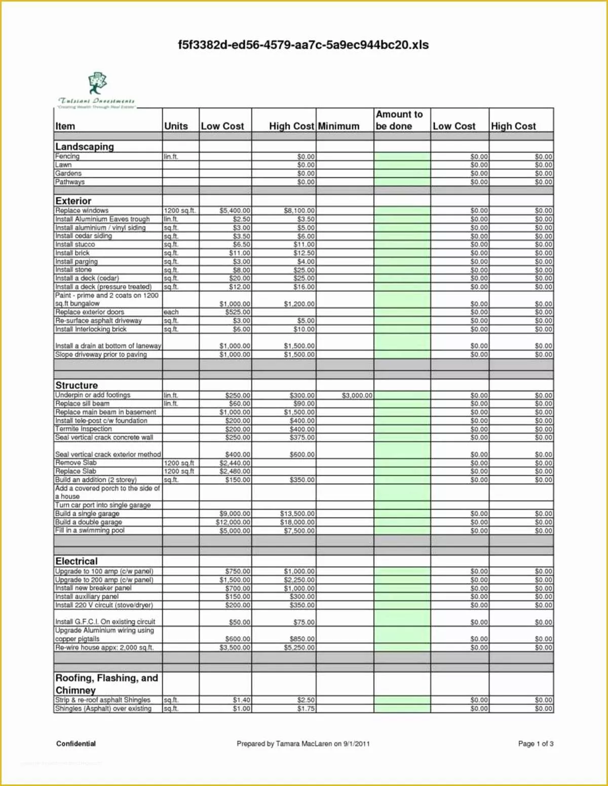 Free Construction Estimate Template Excel Of Construction Cost Estimate Template Excel