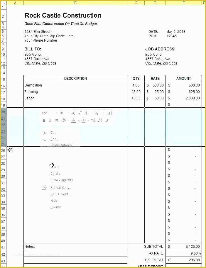 Free Construction Estimate Template Excel Of Construction Estimate Template Excel Contractor Plate