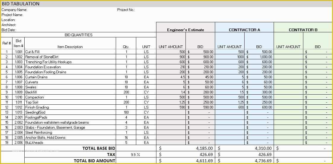 51 Free Construction Estimate Template Excel