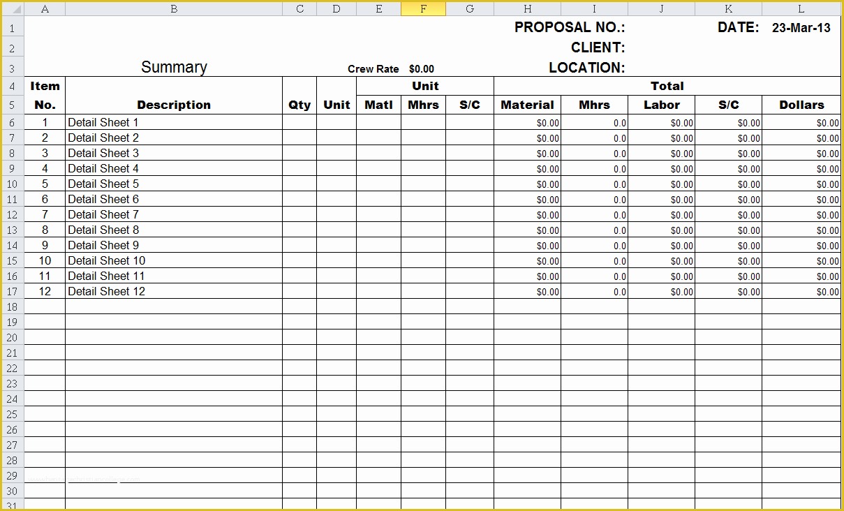 Free Construction Estimate Template Excel Of Estimate Spreadsheet Template Spreadsheet Templates for