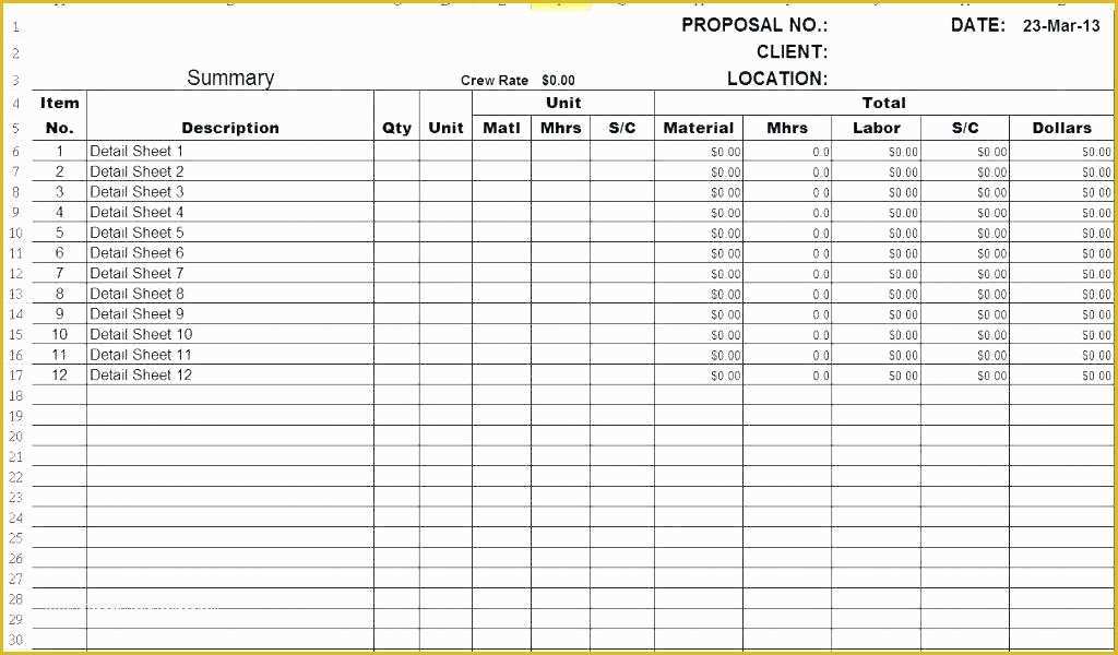 Free Construction Estimate Template Excel Of Free Construction Cost Estimate Excel Template Spreadsheet