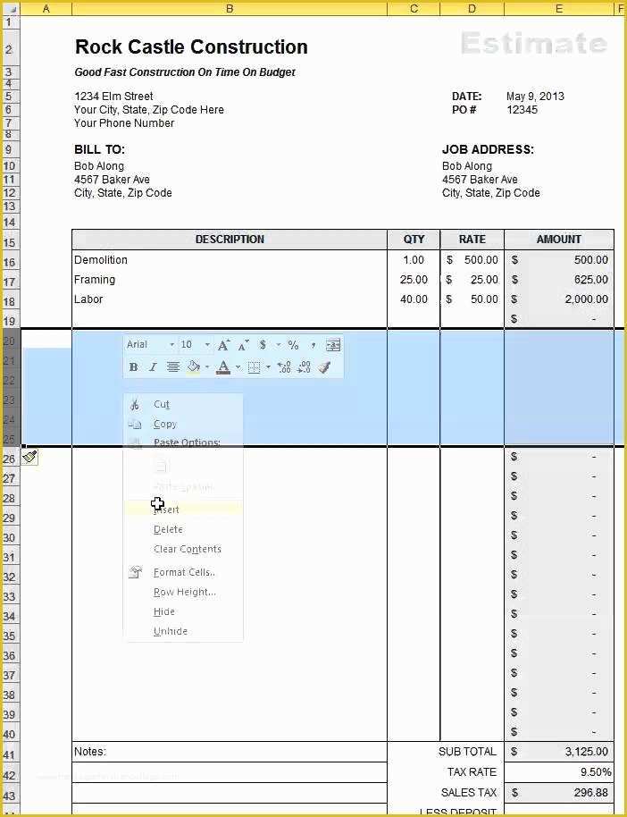 Free Construction Estimate Template Excel Of Free Construction Estimate Template Excel